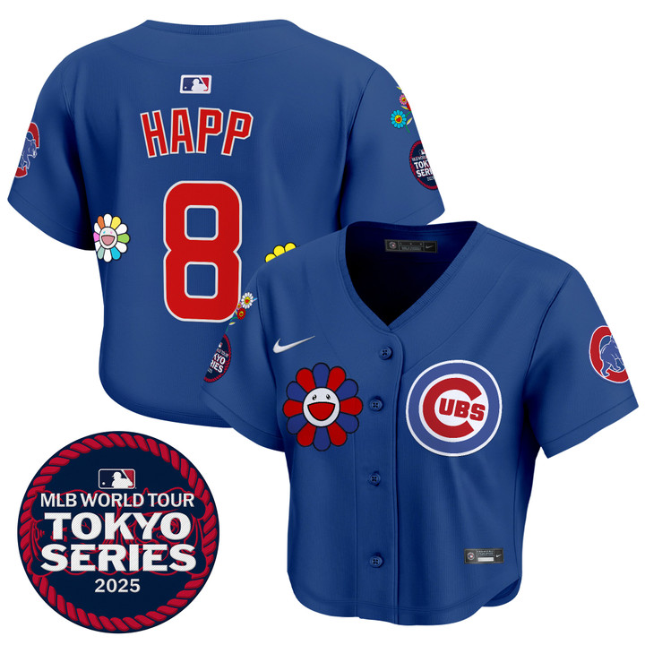 Women's Chicago Cubs Tokyo Series 2025 Crop Top Baseball Jersey - Stitched Royal Ian Happ