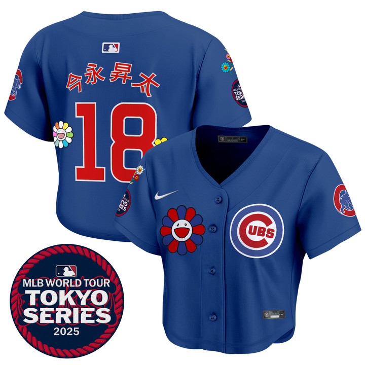 Women's Chicago Cubs Tokyo Series 2025 Crop Top Baseball Jersey - Stitched Royal Imanaga Shota