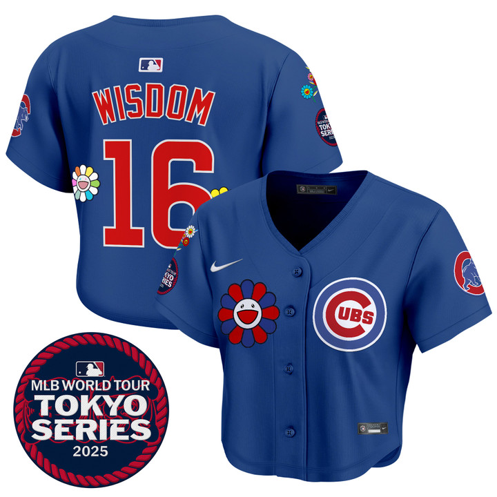 Women's Chicago Cubs Tokyo Series 2025 Crop Top Baseball Jersey - Stitched Royal Patrick Wisdom