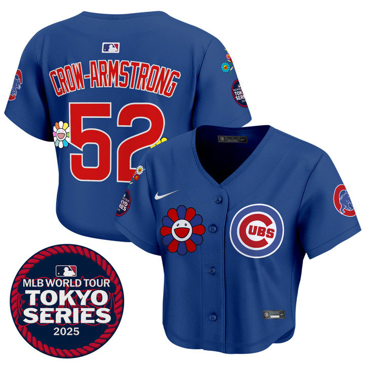 Women's Chicago Cubs Tokyo Series 2025 Crop Top Baseball Jersey - Stitched Royal Pete Crow-Armstrong