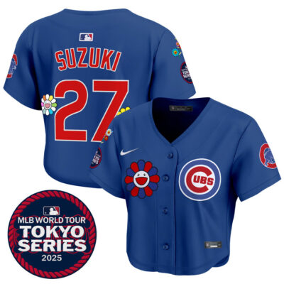 Women's Chicago Cubs Tokyo Series 2025 Crop Top Baseball Jersey - Stitched Royal Seiya Suzuki