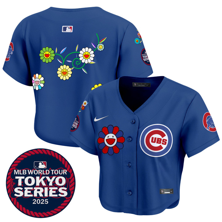 Women's Chicago Cubs Tokyo Series 2025 Crop Top Baseball Jersey - Stitched Royal Team