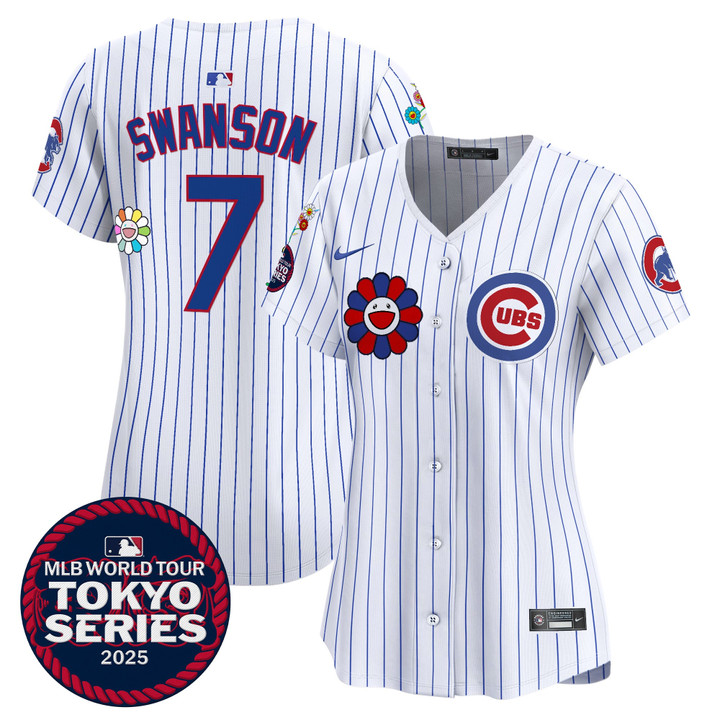 Women's Chicago Cubs Tokyo Series 2025 Vapor Premier Limited Jersey - Stitched Pinstripe Dansby Swanson
