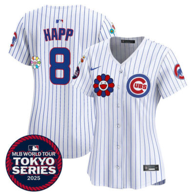 Women's Chicago Cubs Tokyo Series 2025 Vapor Premier Limited Jersey - Stitched Pinstripe Ian Happ