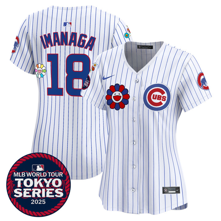 Women's Chicago Cubs Tokyo Series 2025 Vapor Premier Limited Jersey - Stitched Pinstripe Imanaga Shota