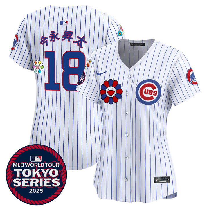 Women's Chicago Cubs Tokyo Series 2025 Vapor Premier Limited Jersey - Stitched Pinstripe Imanaga Shota
