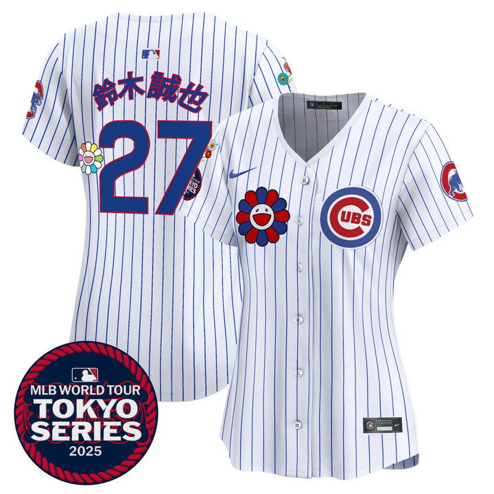 Women's Chicago Cubs Tokyo Series 2025 Vapor Premier Limited Jersey - Stitched Pinstripe Seiya Suzuki