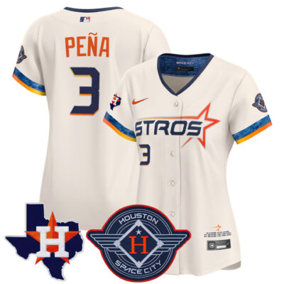Women's Houston Astros 2025 City Connect Texas Patch Vapor Premier Limited Jersey - Cream Jeremy Pena