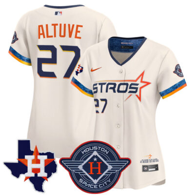 Women's Houston Astros 2025 City Connect Texas Patch Vapor Premier Limited Jersey - Cream Jose Altuve