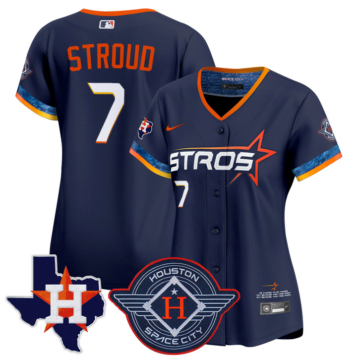 Women's Houston Astros 2025 City Connect Texas Patch Vapor Premier Limited Jersey - Navy CJ Stroud