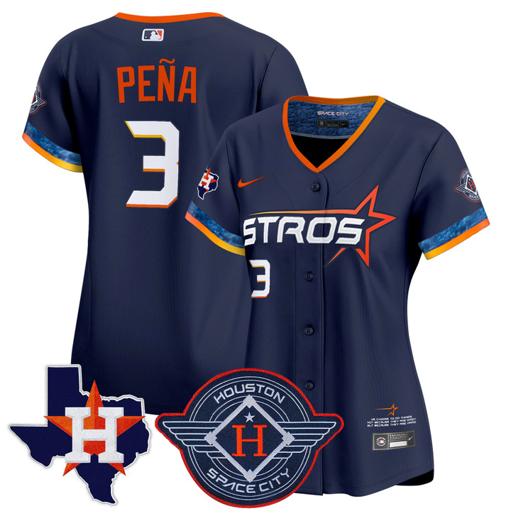 Women's Houston Astros 2025 City Connect Texas Patch Vapor Premier Limited Jersey - Navy Jeremy Pena