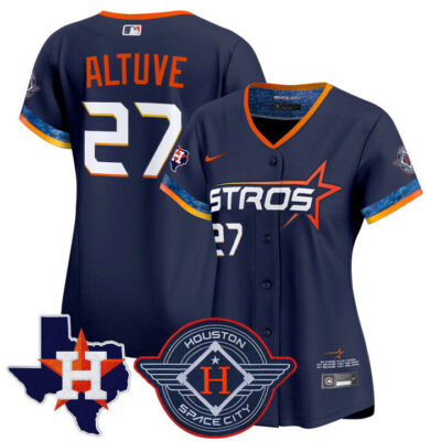 Women's Houston Astros 2025 City Connect Texas Patch Vapor Premier Limited Jersey - Navy Jose Altuve