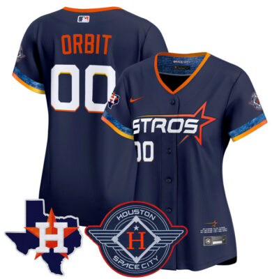 Women's Houston Astros 2025 City Connect Texas Patch Vapor Premier Limited Jersey - Navy Orbit
