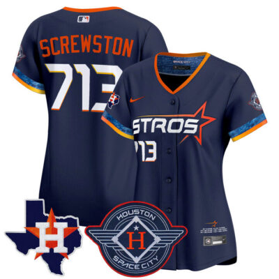 Women's Houston Astros 2025 City Connect Texas Patch Vapor Premier Limited Jersey - Navy Screwston