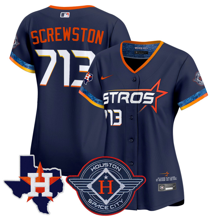 Women's Houston Astros 2025 City Connect Texas Patch Vapor Premier Limited Jersey - Navy Screwston