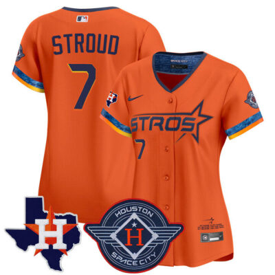 Women's Houston Astros 2025 City Connect Texas Patch Vapor Premier Limited Jersey - Orange CJ Stroud