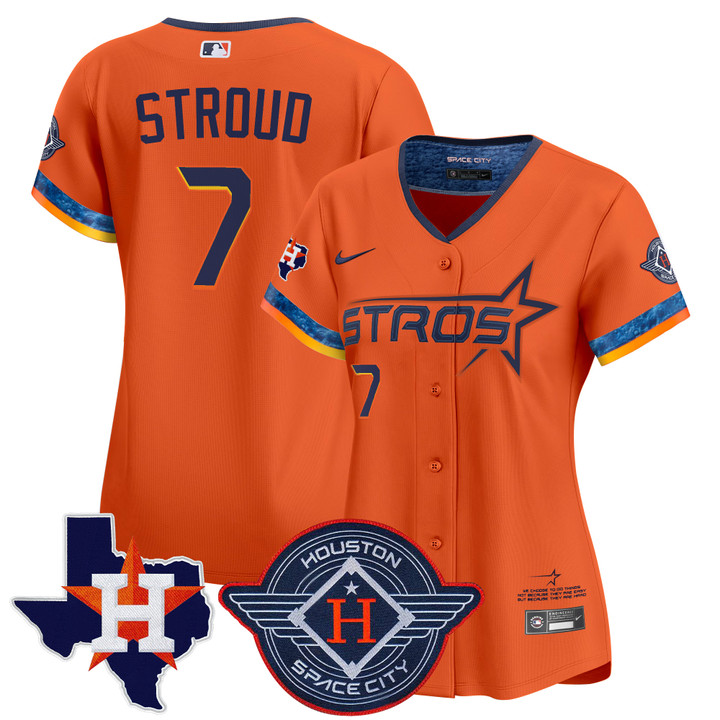 Women's Houston Astros 2025 City Connect Texas Patch Vapor Premier Limited Jersey - Orange CJ Stroud