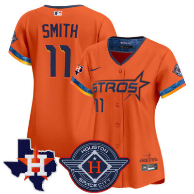 Women's Houston Astros 2025 City Connect Texas Patch Vapor Premier Limited Jersey - Orange Cam Smith