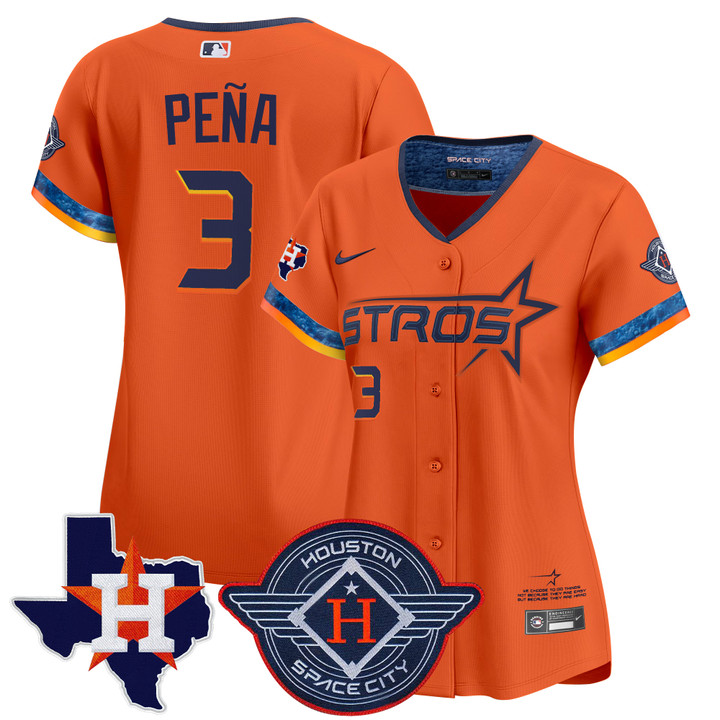 Women's Houston Astros 2025 City Connect Texas Patch Vapor Premier Limited Jersey - Orange Jeremy Pena