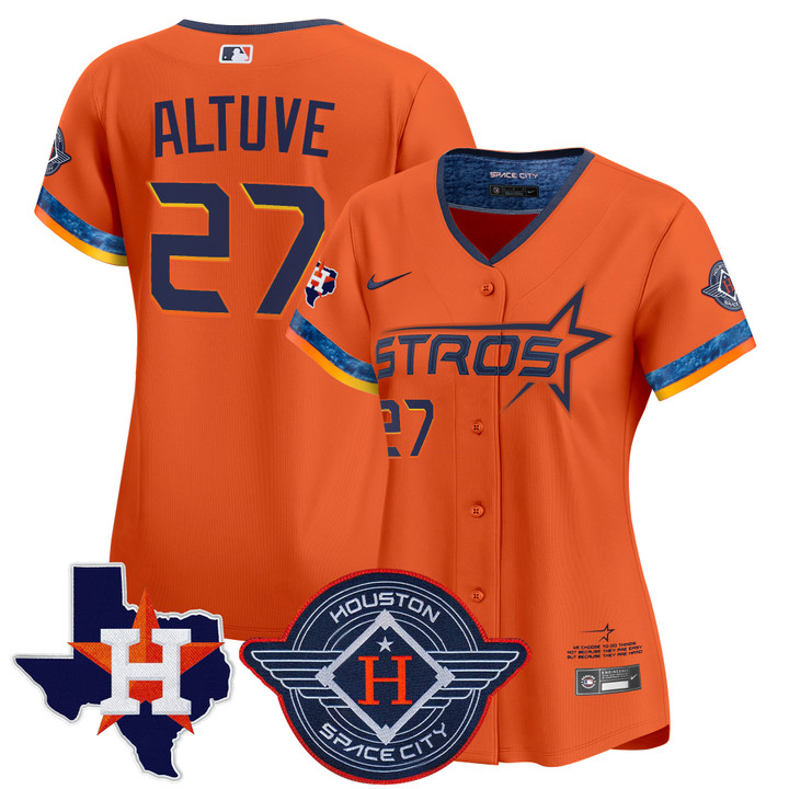 Women's Houston Astros 2025 City Connect Texas Patch Vapor Premier Limited Jersey - Orange Jose Altuve