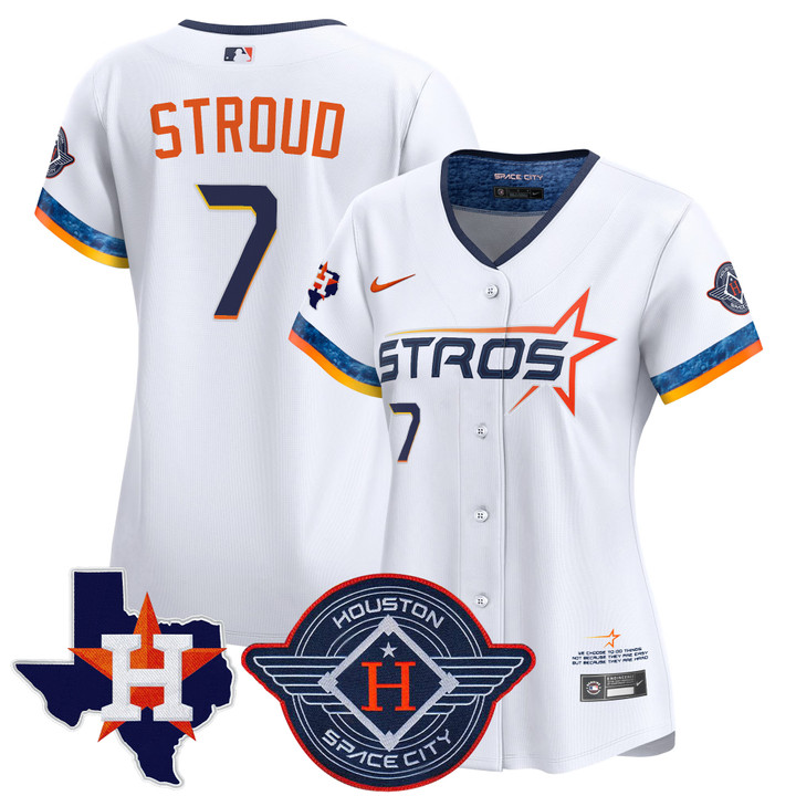 Women's Houston Astros 2025 City Connect Texas Patch Vapor Premier Limited Jersey - White CJ Stroud