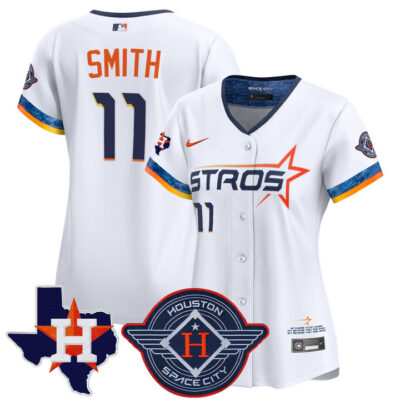 Women's Houston Astros 2025 City Connect Texas Patch Vapor Premier Limited Jersey - White Cam Smith