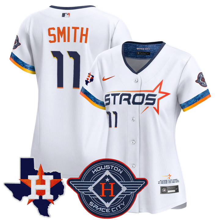 Women's Houston Astros 2025 City Connect Texas Patch Vapor Premier Limited Jersey - White Cam Smith