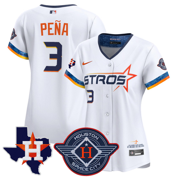 Women's Houston Astros 2025 City Connect Texas Patch Vapor Premier Limited Jersey - White Jeremy Pena