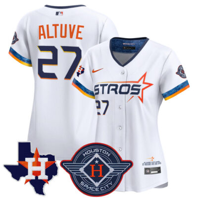 Women's Houston Astros 2025 City Connect Texas Patch Vapor Premier Limited Jersey - White Jose Altuve