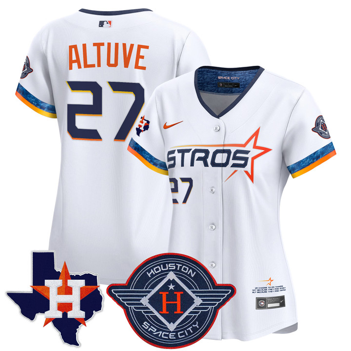 Women's Houston Astros 2025 City Connect Texas Patch Vapor Premier Limited Jersey - White Jose Altuve