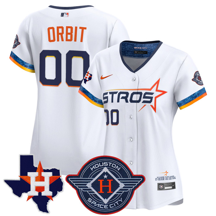 Women's Houston Astros 2025 City Connect Texas Patch Vapor Premier Limited Jersey - White Orbit