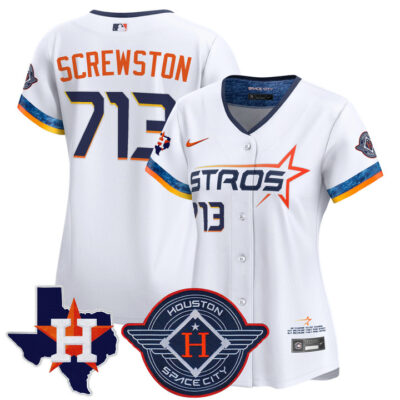 Women's Houston Astros 2025 City Connect Texas Patch Vapor Premier Limited Jersey - White Screwston