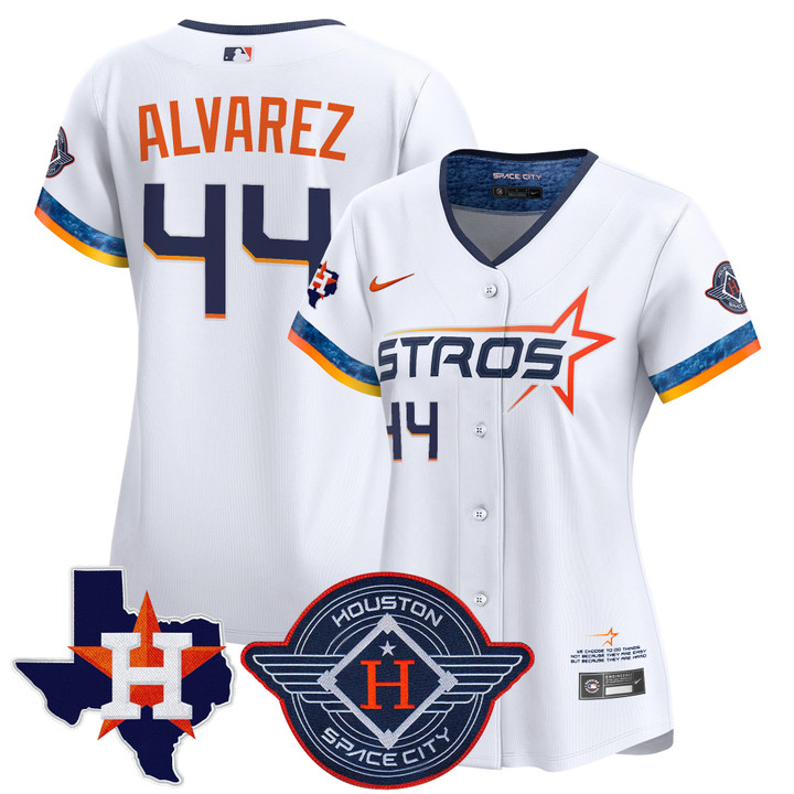 Women's Houston Astros 2025 City Connect Texas Patch Vapor Premier Limited Jersey - White Yordan Alvarez