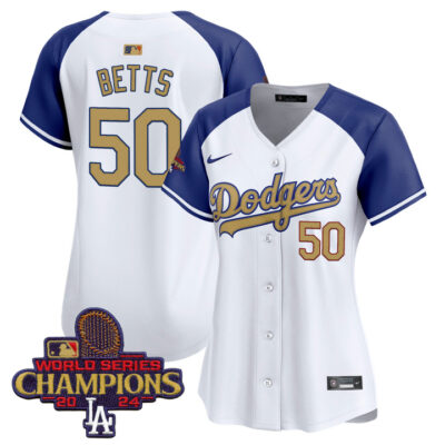 Women's LA Dodgers 2025 Gold Vapor Premier Limited Jersey - Alternate Mookie Betts
