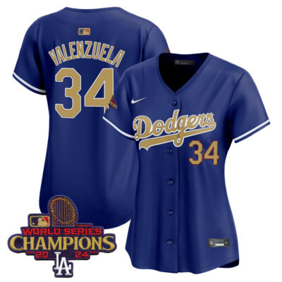 Women's LA Dodgers 2025 Gold Vapor Premier Limited Jersey - Royal Fernando Valenzuela