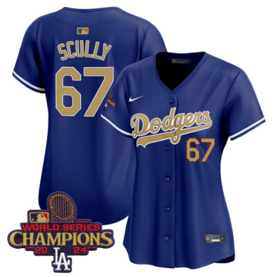 Women's LA Dodgers 2025 Gold Vapor Premier Limited Jersey - Royal Vin Scully