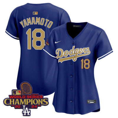 Women's LA Dodgers 2025 Gold Vapor Premier Limited Jersey - Royal Yamamoto