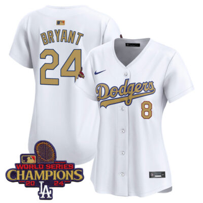 Women's LA Dodgers 2025 Gold Vapor Premier Limited Jersey - White Kobe Bryant