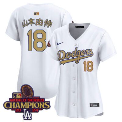 Women's LA Dodgers 2025 Gold Vapor Premier Limited Jersey - White Yamamoto