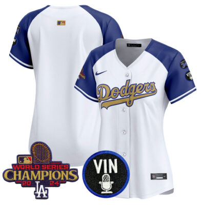 Women's LA Dodgers 2025 Vin Scully & #34 Fernando Patch Gold Vapor Premier Limited Jersey - Alternate Team