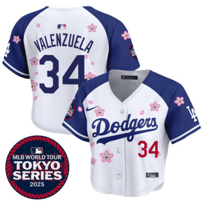 Women's LA Dodgers Tokyo Series 2025 Crop Top Baseball Jersey - Stitched Alternate Fernando Valenzuela