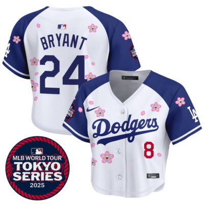 Women's LA Dodgers Tokyo Series 2025 Crop Top Baseball Jersey - Stitched Alternate Kobe Bryant