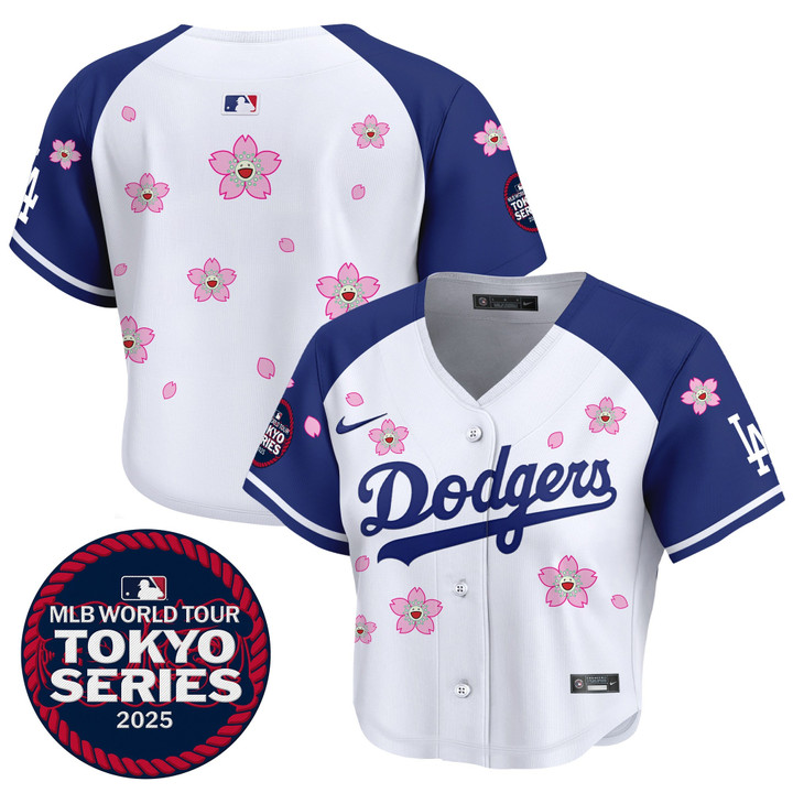 Women's LA Dodgers Tokyo Series 2025 Crop Top Baseball Jersey - Stitched Alternate Team