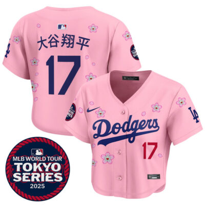 Women's LA Dodgers Tokyo Series 2025 Crop Top Baseball Jersey - Stitched Pink Shohei Ohtani
