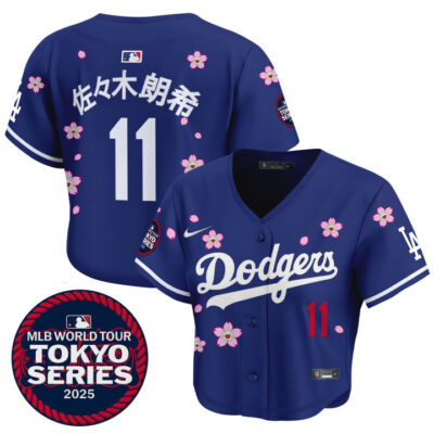 Women's LA Dodgers Tokyo Series 2025 Crop Top Baseball Jersey - Stitched Royal Roki Sasaki