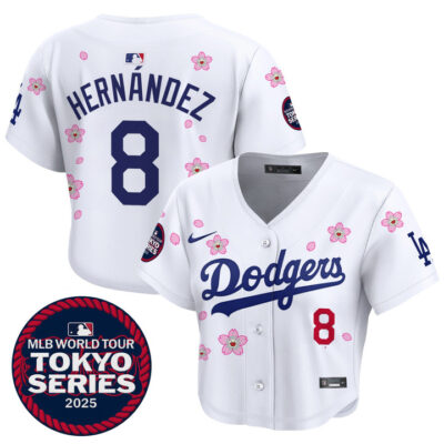 Women's LA Dodgers Tokyo Series 2025 Crop Top Baseball Jersey - Stitched White Kike Hernandez