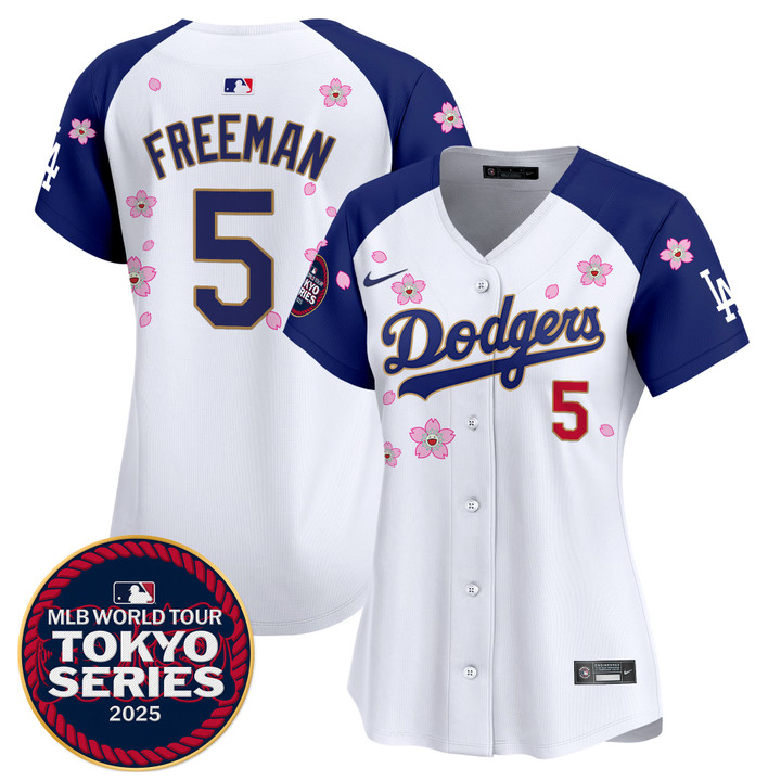 Women's LA Dodgers Tokyo Series 2025 Gold Trim Vapor Premier Limited Jersey - Stitched Alternate Freddie Freeman
