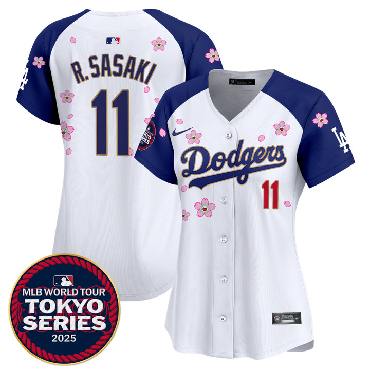 Women's LA Dodgers Tokyo Series 2025 Gold Trim Vapor Premier Limited Jersey - Stitched Alternate Roki Sasaki