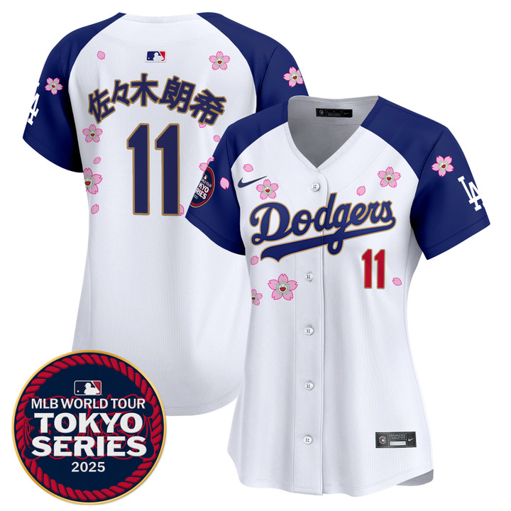 Women's LA Dodgers Tokyo Series 2025 Gold Trim Vapor Premier Limited Jersey - Stitched Alternate Roki Sasaki