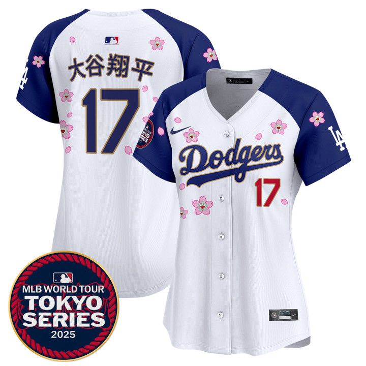 Women's LA Dodgers Tokyo Series 2025 Gold Trim Vapor Premier Limited Jersey - Stitched Alternate Shohei Ohtani